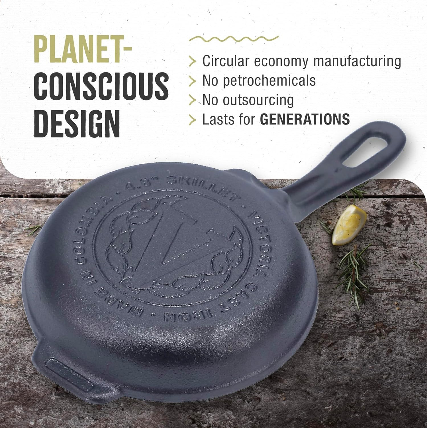 Victoria 4-Inch Cast Iron Skillet, Pre-Seasoned 4.8 Inch, Black