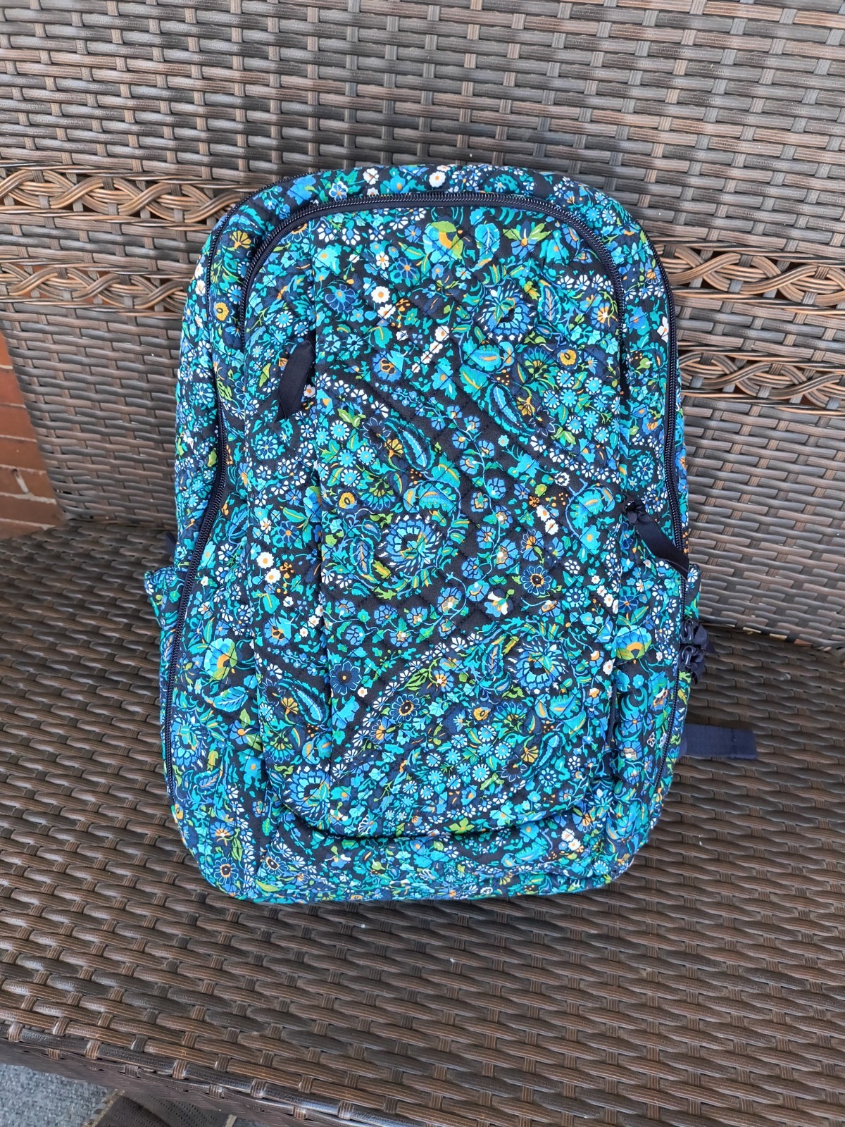 Vera Bradley Essentials large backpack Go Fish Blue Geometric Preppy Beach