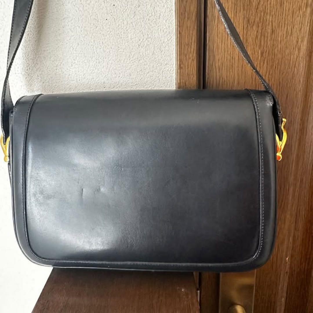 CELINE Horse Carriage Women’s Shoulder Bag Leather Navy Gold Hardware USED JAPAN