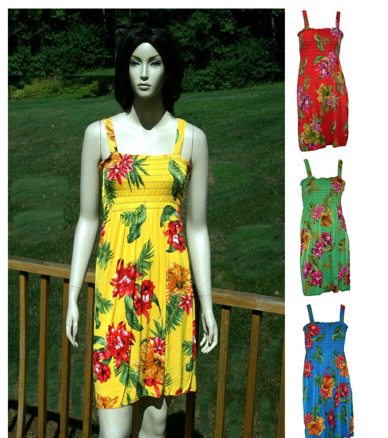 Womens Summer Dresses Sleeveless Smocked Floral Print M L XL XXL