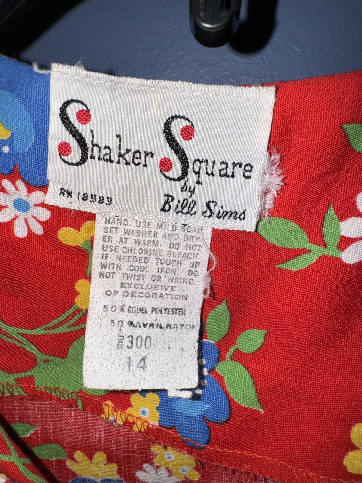 14 Day Dress, Red Floral Zip Up, Pockets, 1950 Shaker Square By Bill Sims