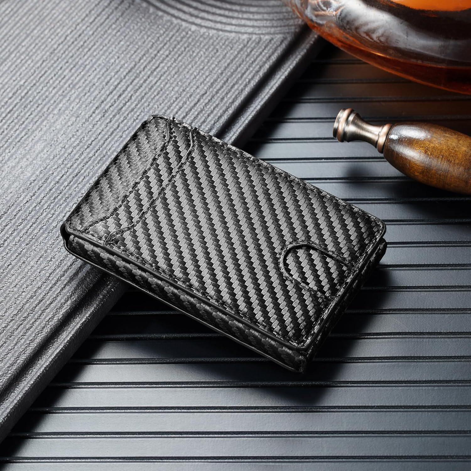 Pop Up Minimalist Wallet for Men, Front Pocket Card Holder Rfid Mens Wallet