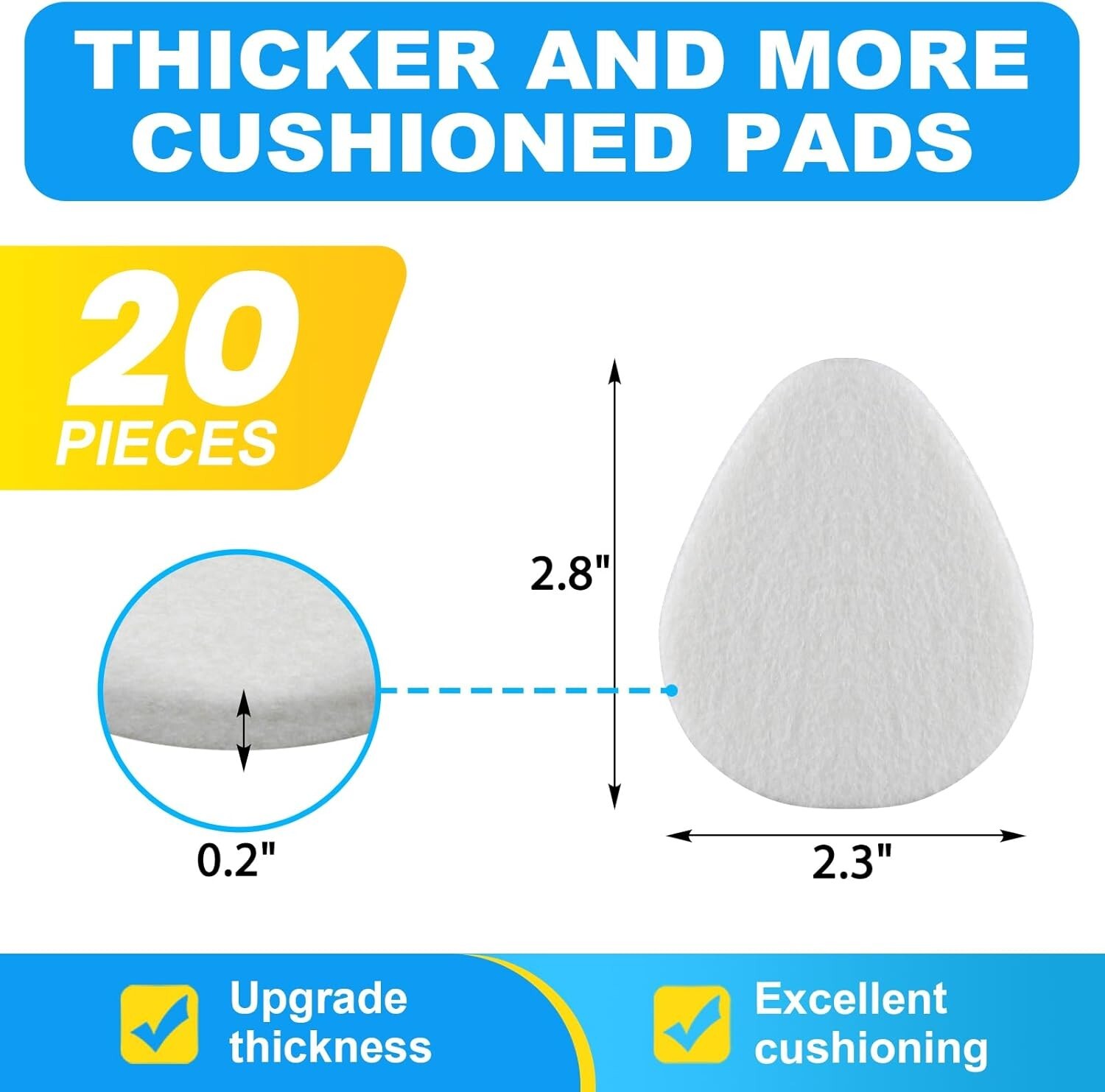 12/24/48Pcs Metatarsal Pads for Women Men 1/4″ Thick Felt Ball of Foot Cushion
