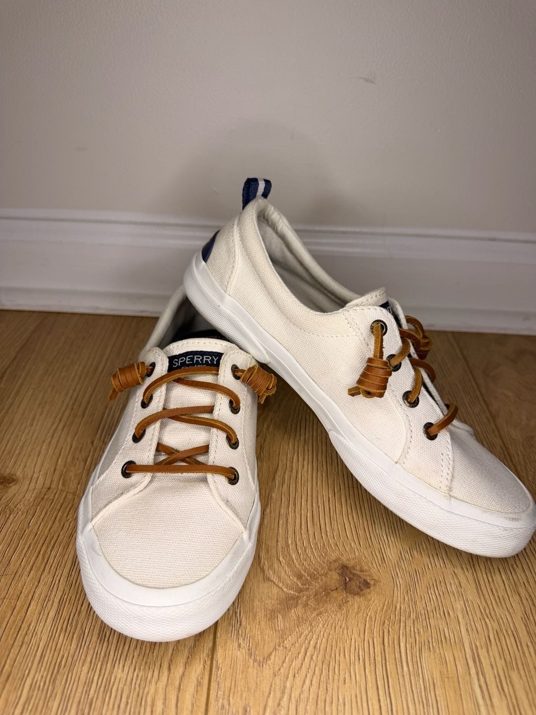 Sperry Women’s Pier Wave LTT Canvas Sneaker in White/Off-White
