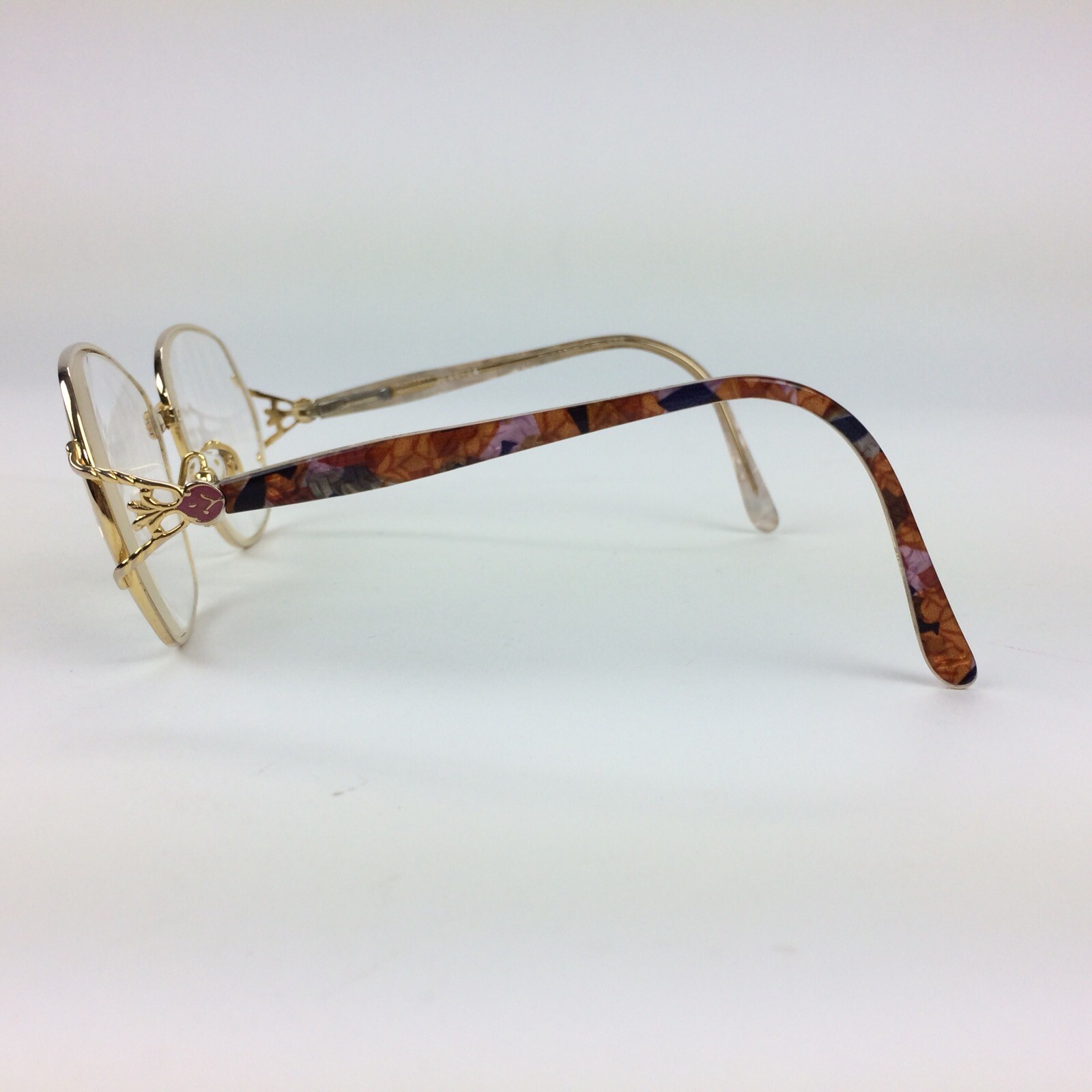 Vtg Silver Dollar Eyeglasses Plastic & Metal Jessica Gold RX Frames 51/12/121mm