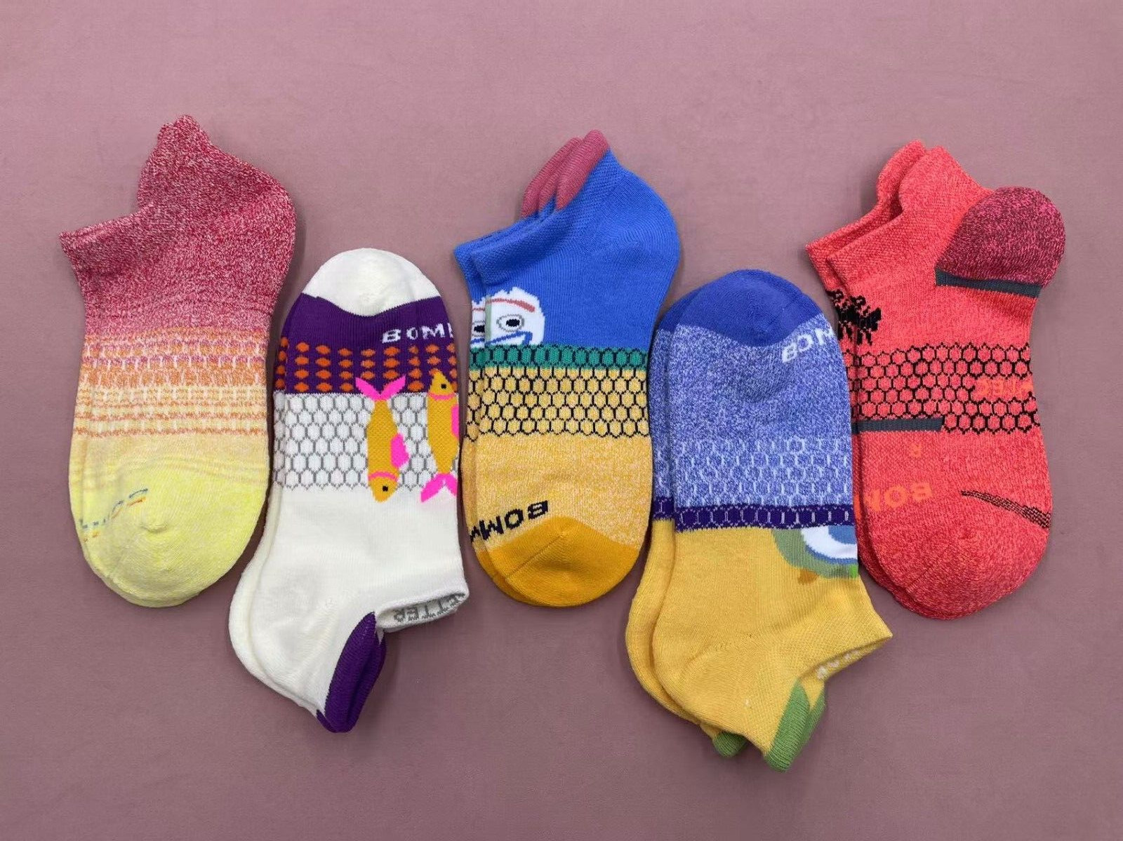 Bombas Women’s 5 pairs Solid Honeycomb Ankle socks – Size Medium 8-10.5 5 Colors