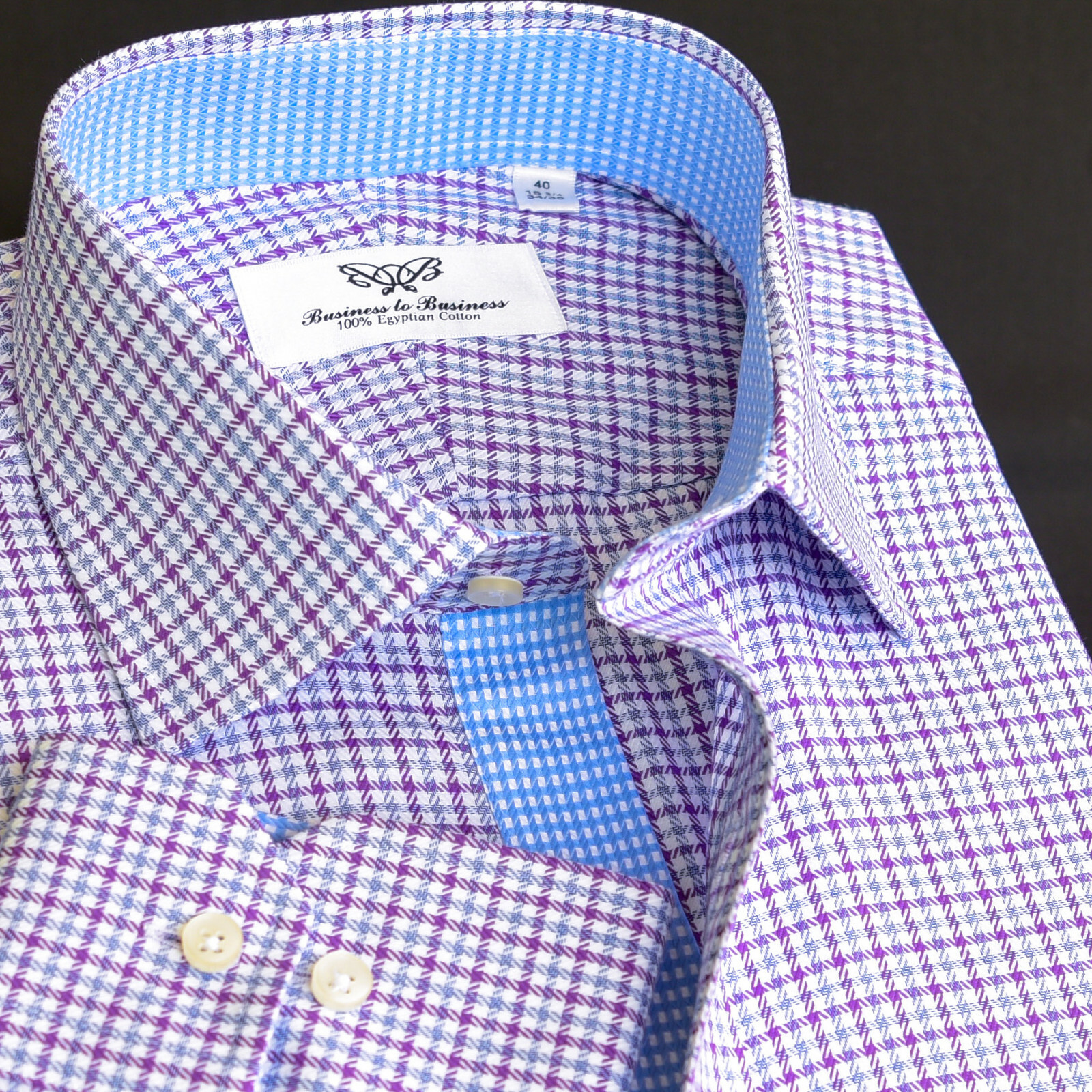 Pink Blue Plaid Elegant Formal Dress Shirt Mens Check Checkers Style Top