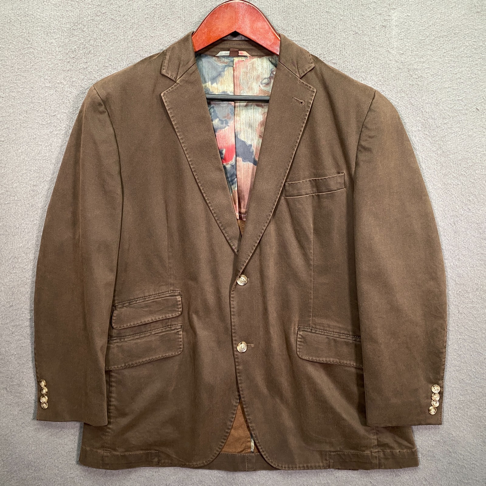 Kroon STING Blazer 42R Brown Cotton Stretch Unstructured Casual 2-Button