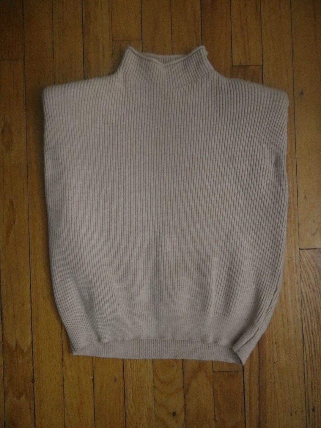 Women’s Beige Solid Knit Mock Neck Sleeveless Sweater Vest Juniors Size S