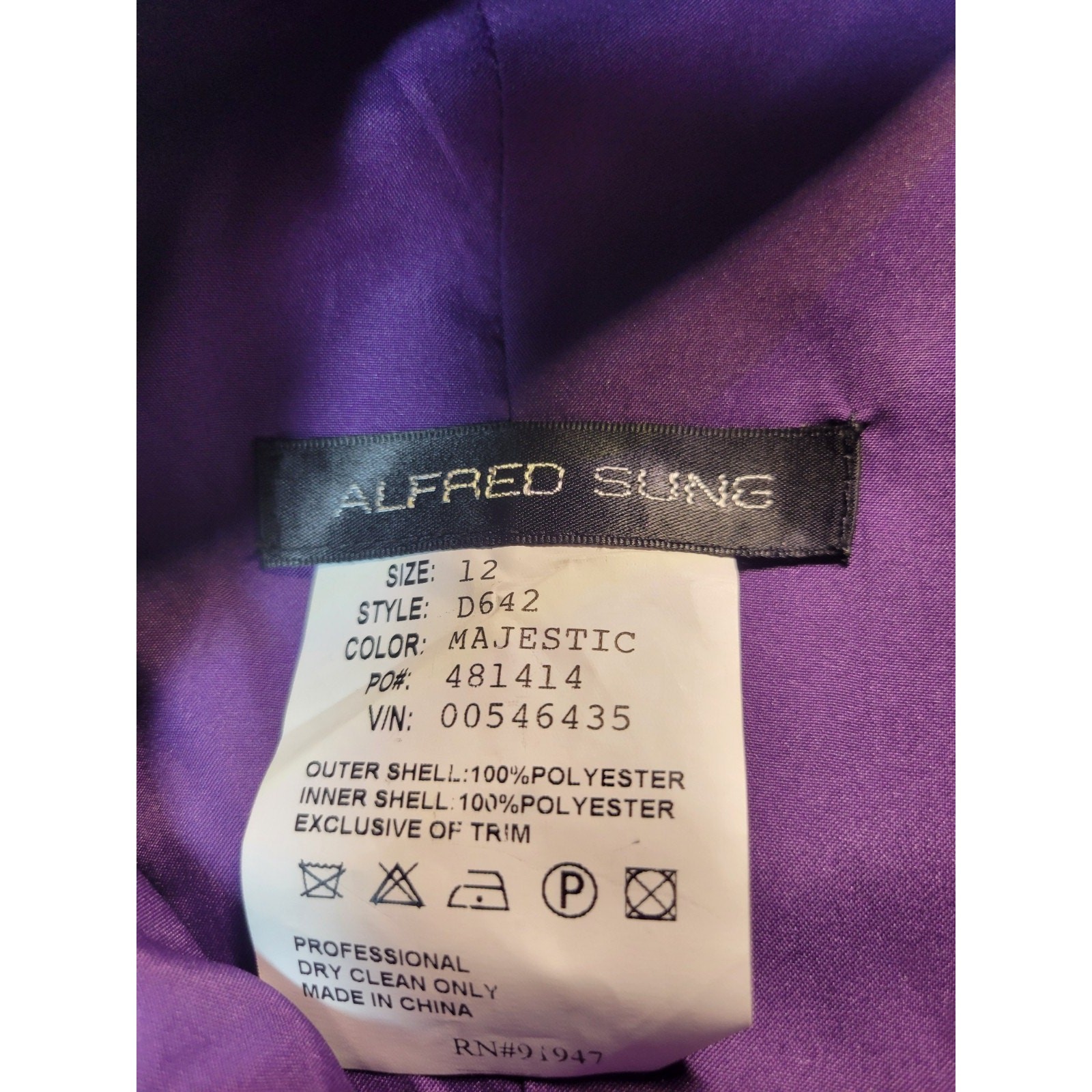 ALFRED SUNG STYLE D642 Cocktail Dress Size 12