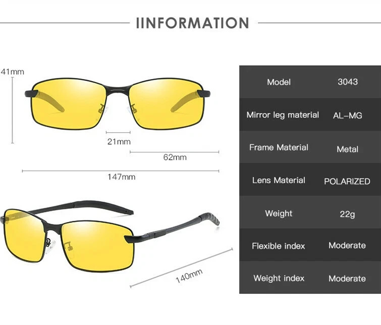Day Night Vision Glasses Polarized Sunglasses Anti Glare Tac Driving Eyewear