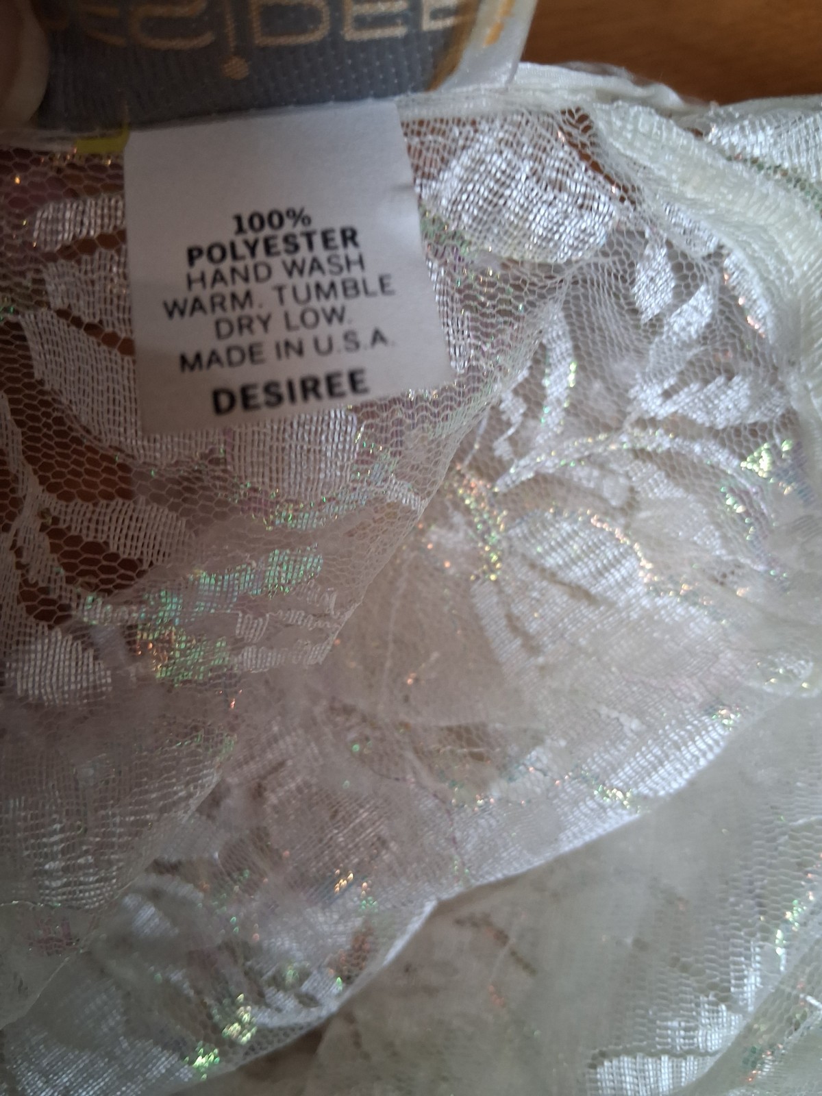 Vintage 1980s Desiree Ivory Sheer Iridescent Lace Romantic Coquette Mini-Dress