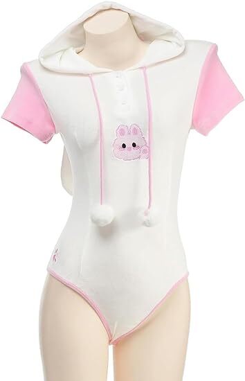 Womens Bunny Costume Outfit Anime Lingerie Cosplay Japanese Cute Hoodie Bodysuit