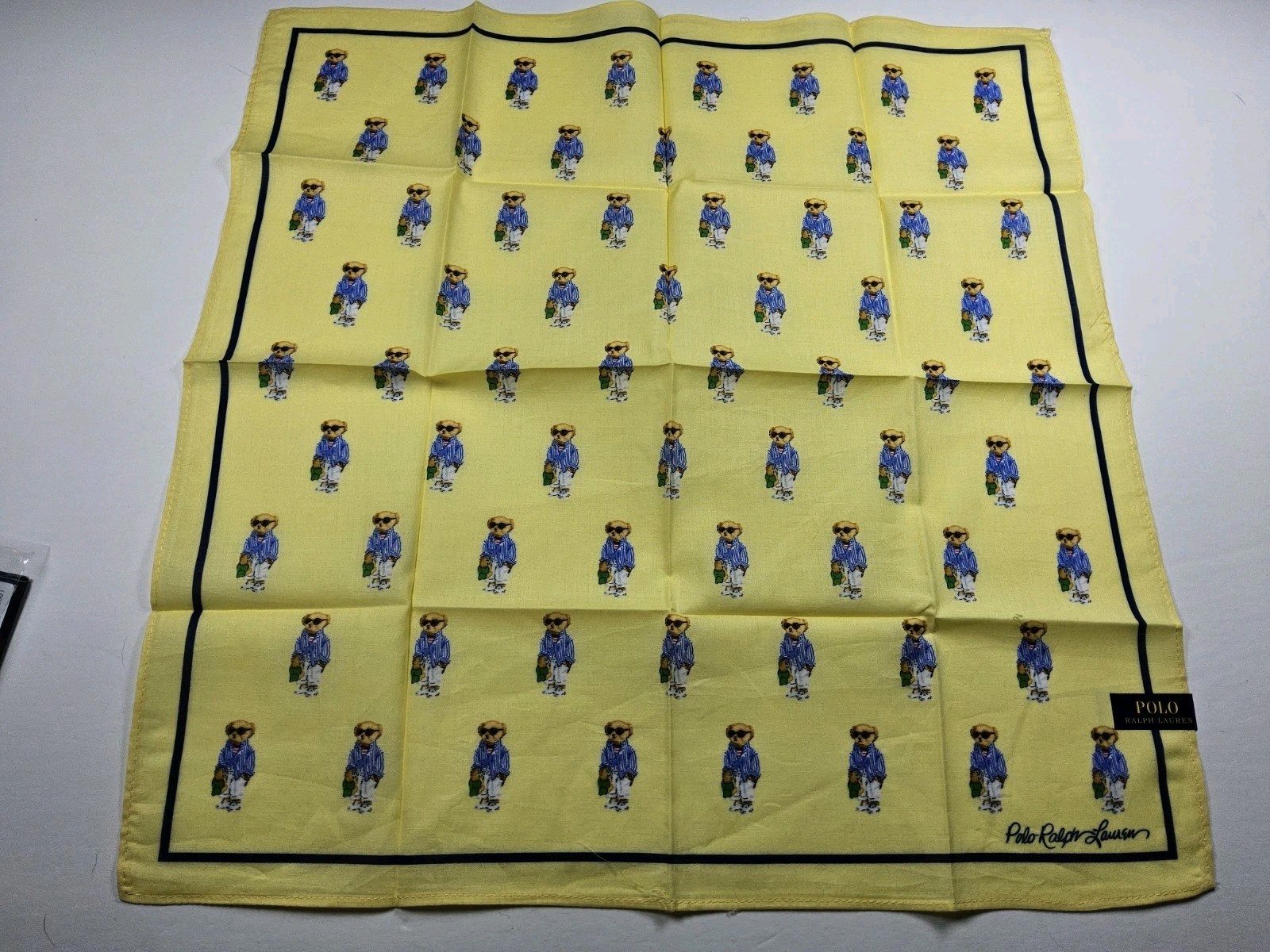 Polo Ralph Lauren Bear Handkerchief Neckerchief Bandana Scarf Pocket Square
