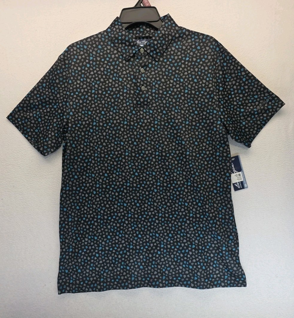 Ben Hogan Performance Short Sleeve Golf Shirt Polo Men’s Small Black With Floral