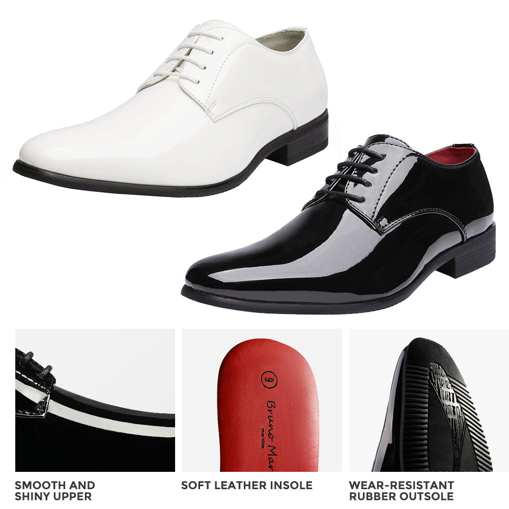 Men’s Formal Oxford Dress Loafer Shoes Faux Patent Leather Tuxedo Dress Shoes