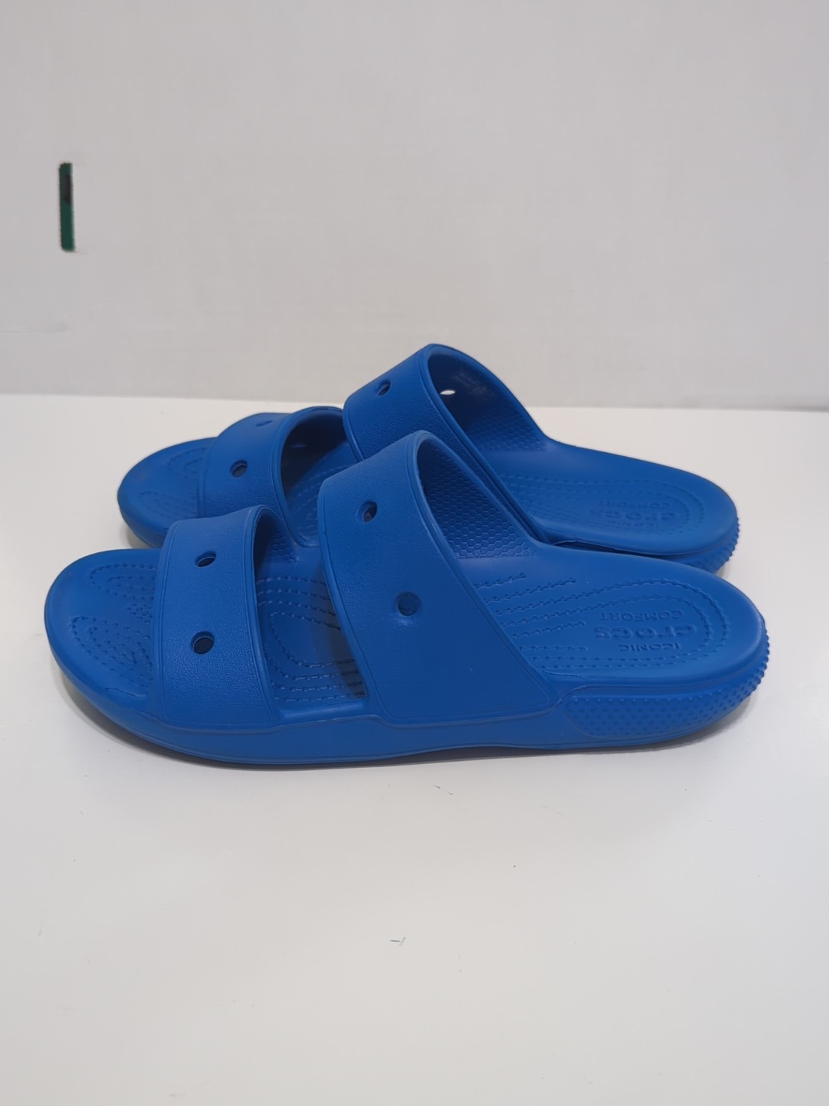CROCS Classic Slide Sandal Men 4 Women 6 Blue Double Strap Slip On Unisex EUC