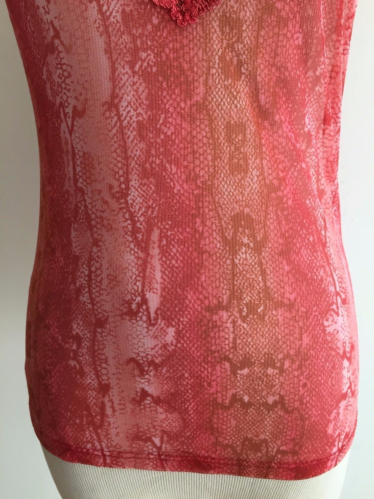 Victoria’s Secret V-Neck Top Semi-Sheer Tea Rose Animal Print Size M