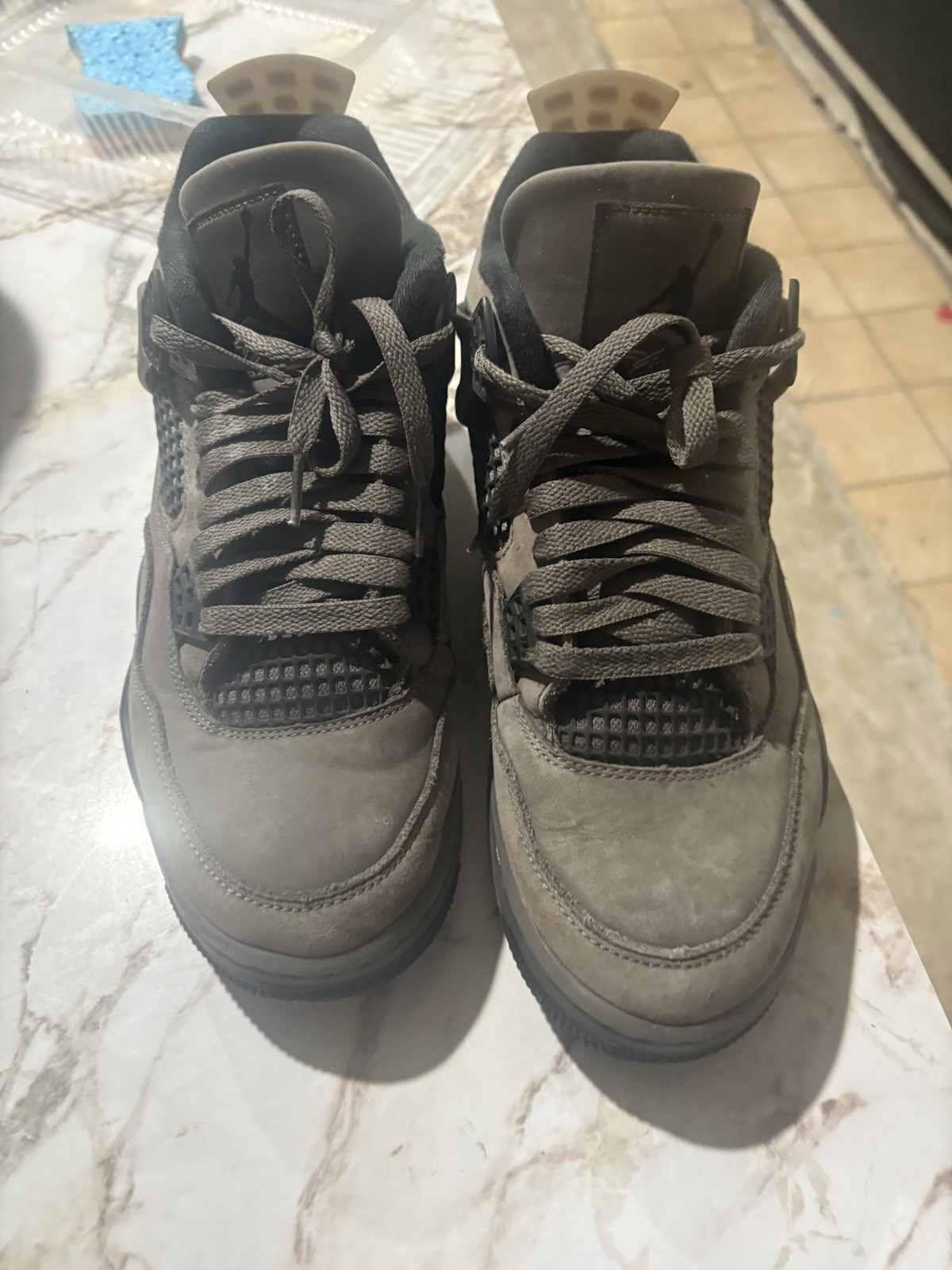 Nike Air Jordan 4 Men’s Mid Top Lace-Up Sneakers Gray/Black New w/ Box