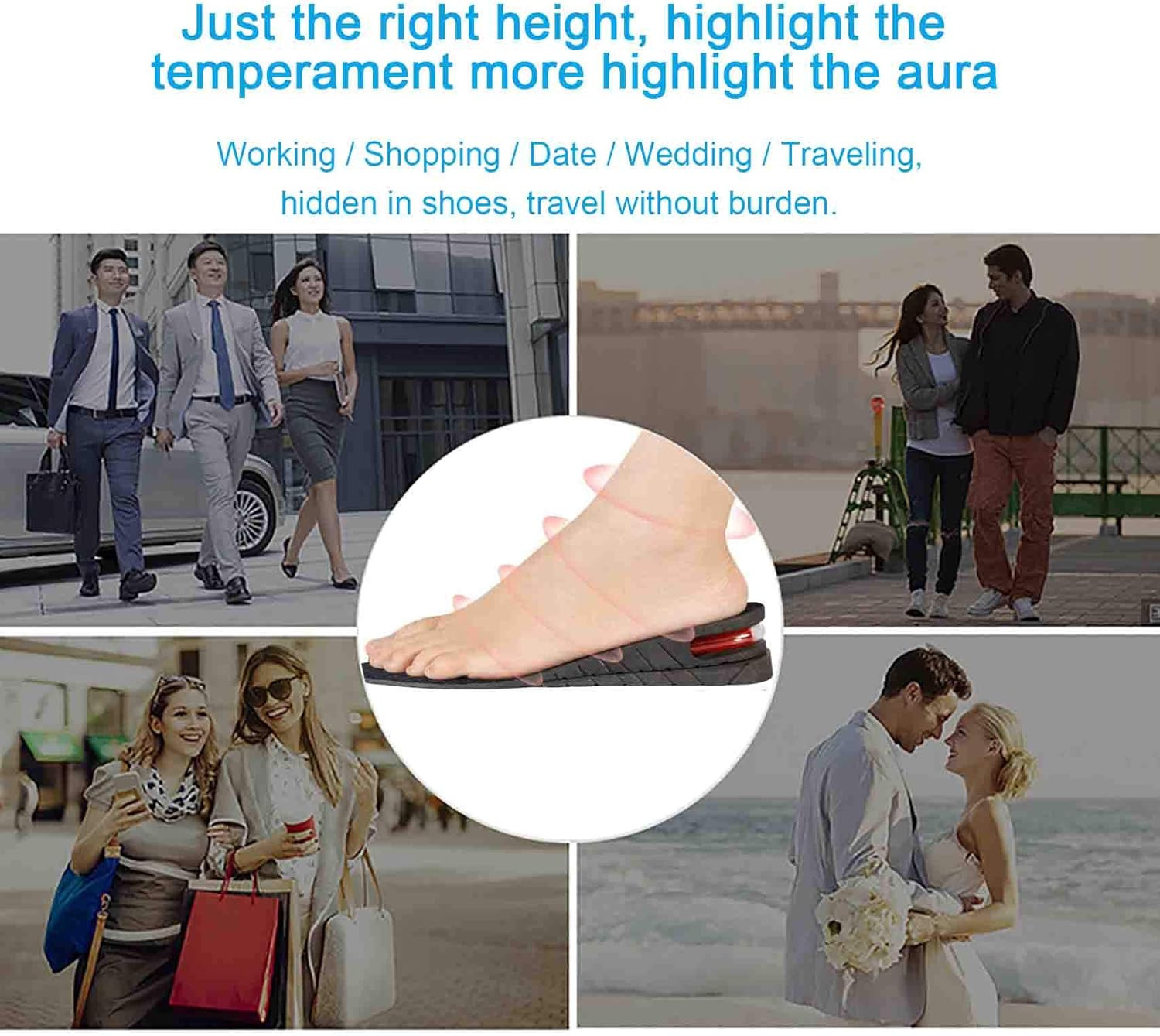 Height Increase Insoles, 2-Layer 1.5” Heel Shoe Lift Kit with Air Cushion Taller