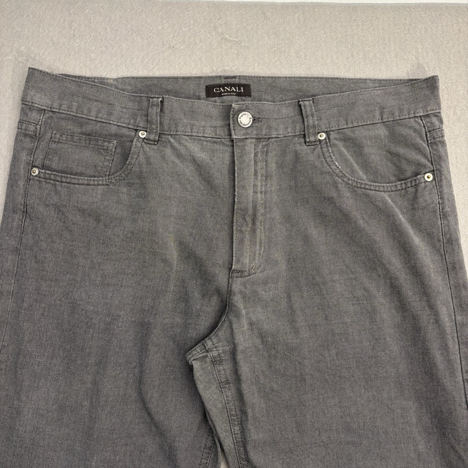 Canali Pants Mens Size 37×29 (56) Gray Cotton Luxury Made In Italy Casual