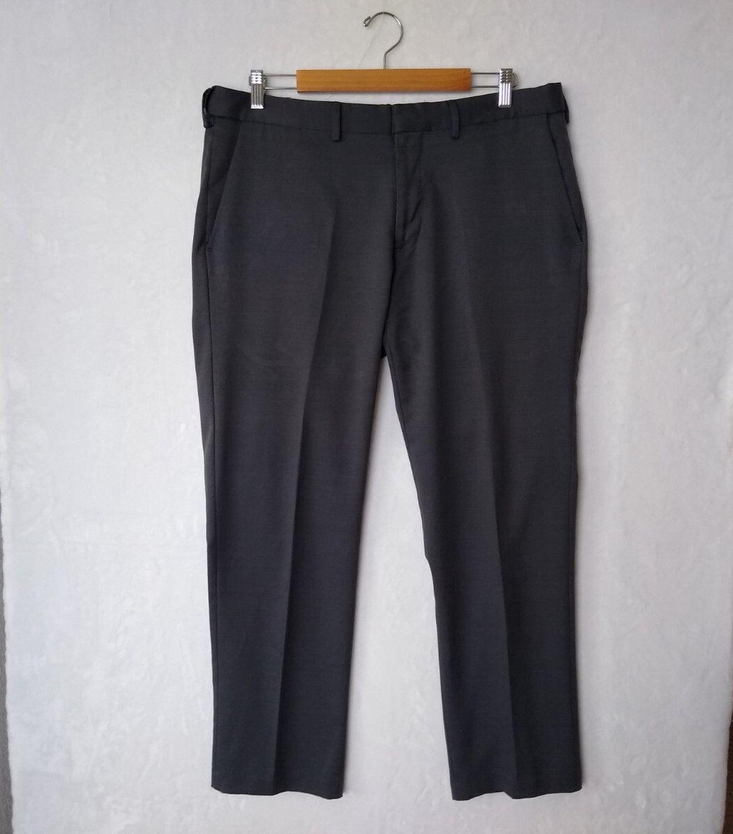 Haggar Dress Pants Mens 36×30 Gray Straight Fit All Day Comfort Expandable-Waist