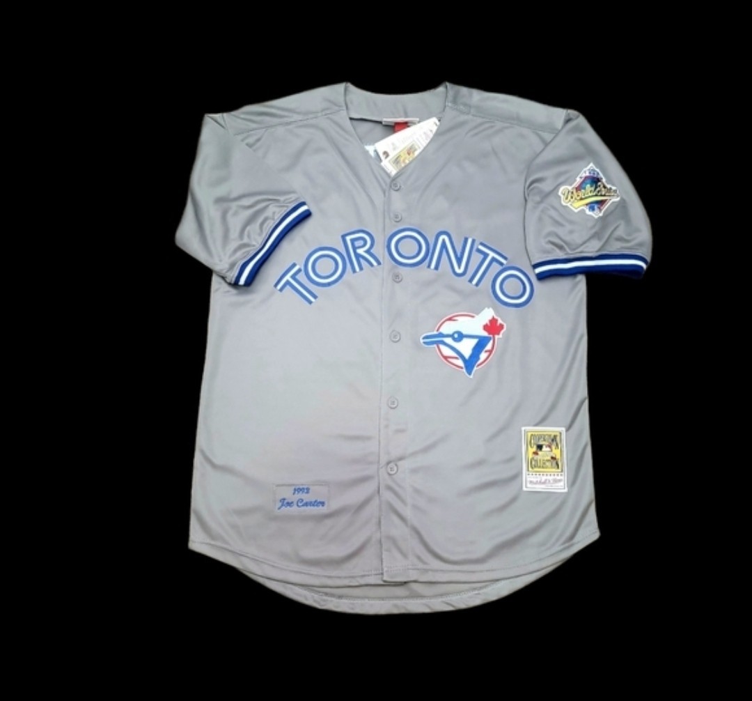 Joe Carter Toronto Blue Jays 1992 Men’s Road Gray Button-Up Baseball Jersey