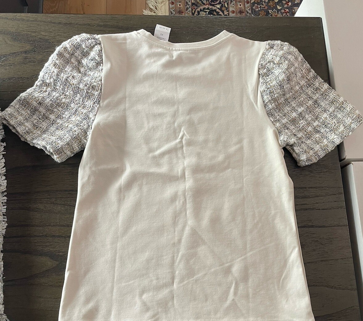NWT Ann Taylor Beige White Combo Shirt XS And Plaid Sz 2 Tweed Skirt