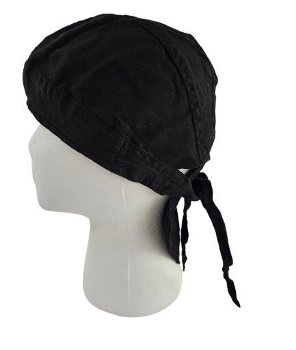 Vega Biker Doo Rag Head Wrap Black Fitted Adjustable Tie Back