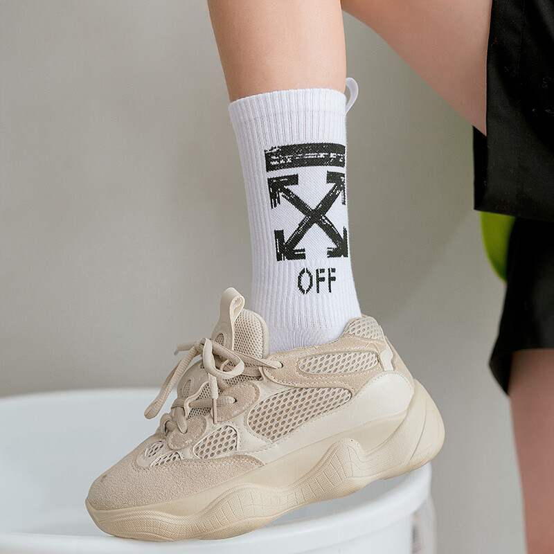 Unisex 2 Pairs Crew Socks Off Arrow Reflective Comfort White XX Athletic Socks