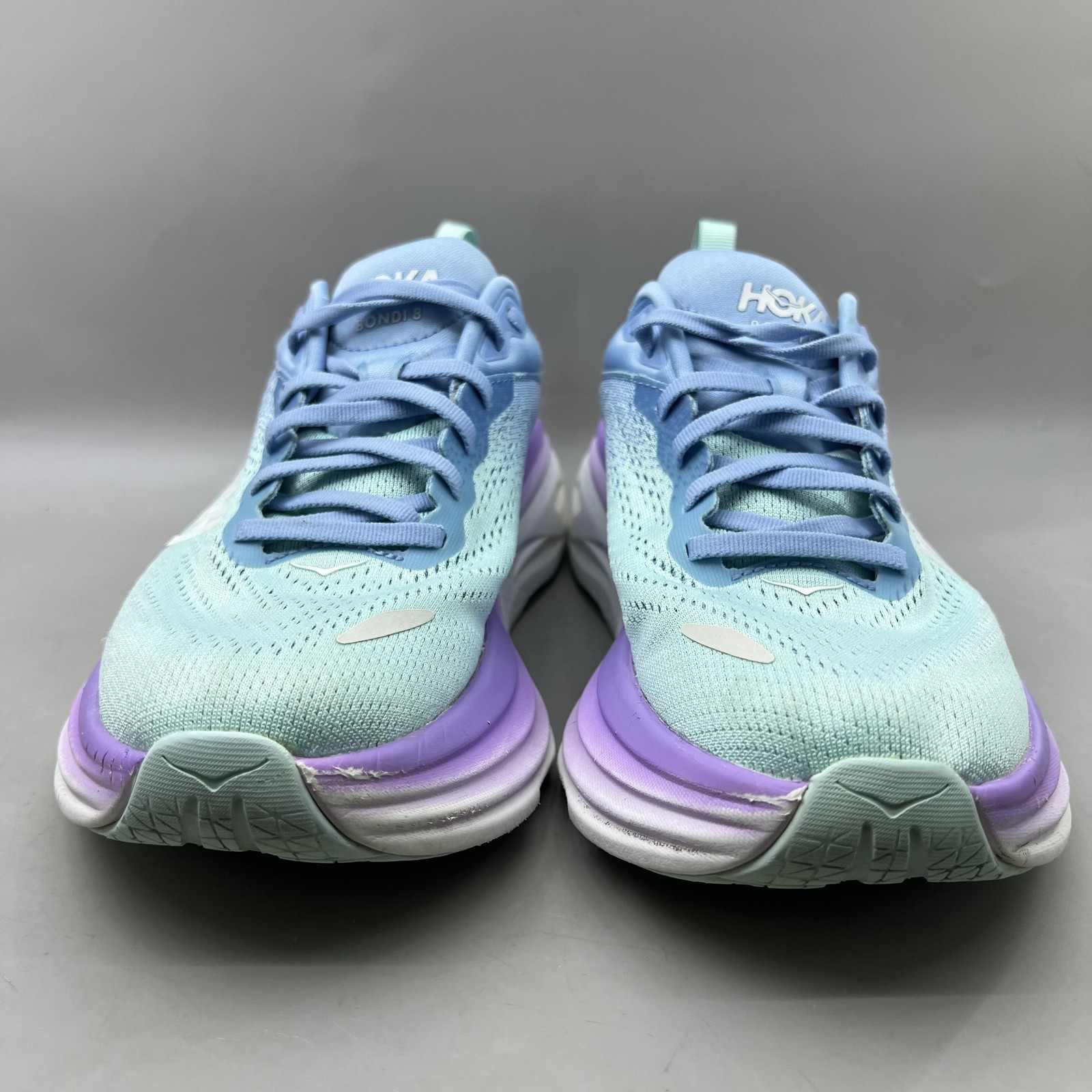 Hoka One One Bondi 8 Running Shoes Women Size 7.5 B Blue Purple Comfort Sneakers