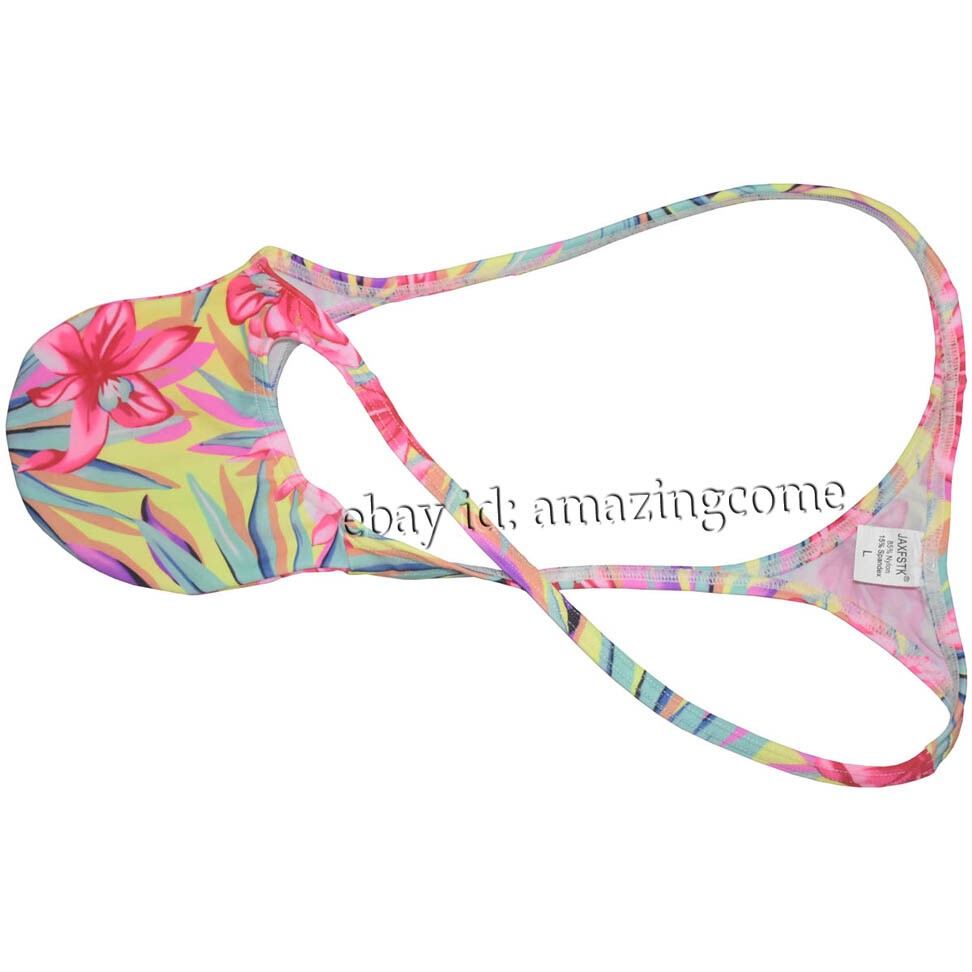 Mens String Thong Contoured Pouch Grape Smugglers Floral Micro Bulge T-back Slim