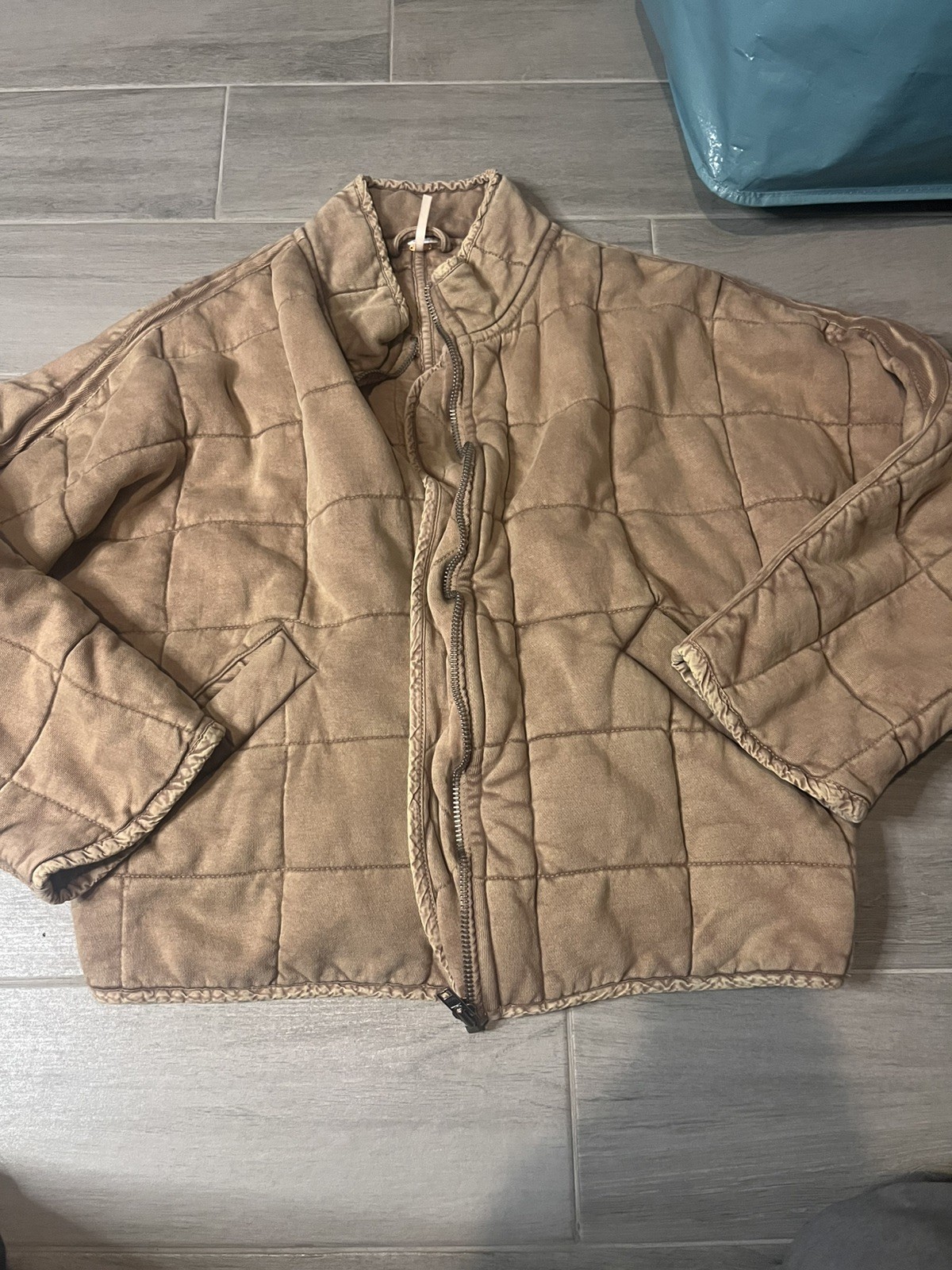 Free People Dolman Quilted Knit Jacket Beige Size Large