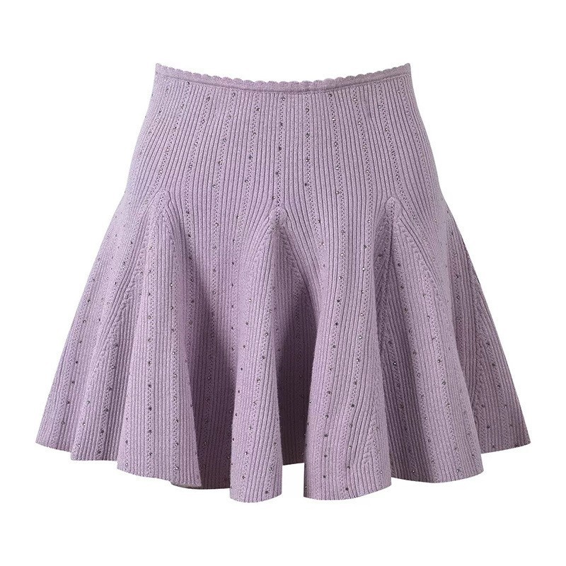 🎁🎁AUTHENTIC Sandro Women Sweet Round Neck Knit Purple Vest Skirt Suit Tops SML