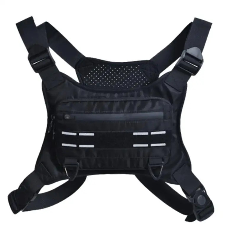 Adjustable Running Chest Bag Running Vest Bag Reflective Front Chest Pack with P