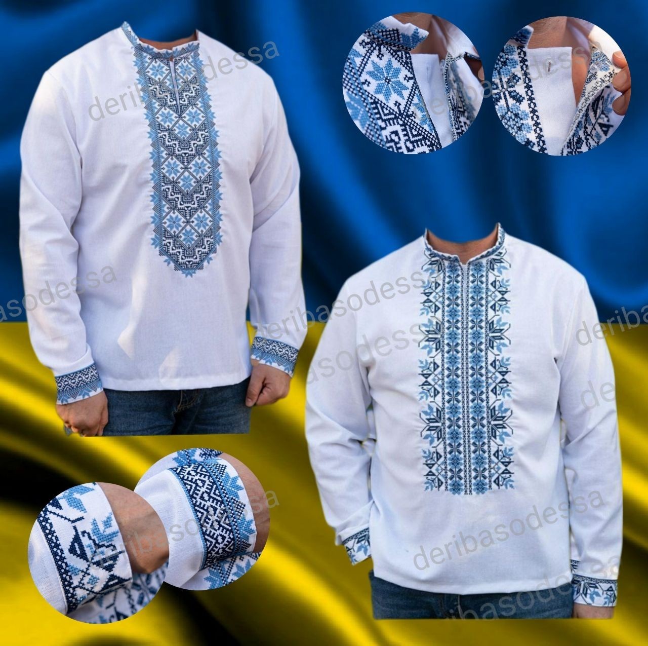 Ukrainian Embroidered Tradition shirt for men Sorochka Vyshyvanka S,M,L,XL-4XL