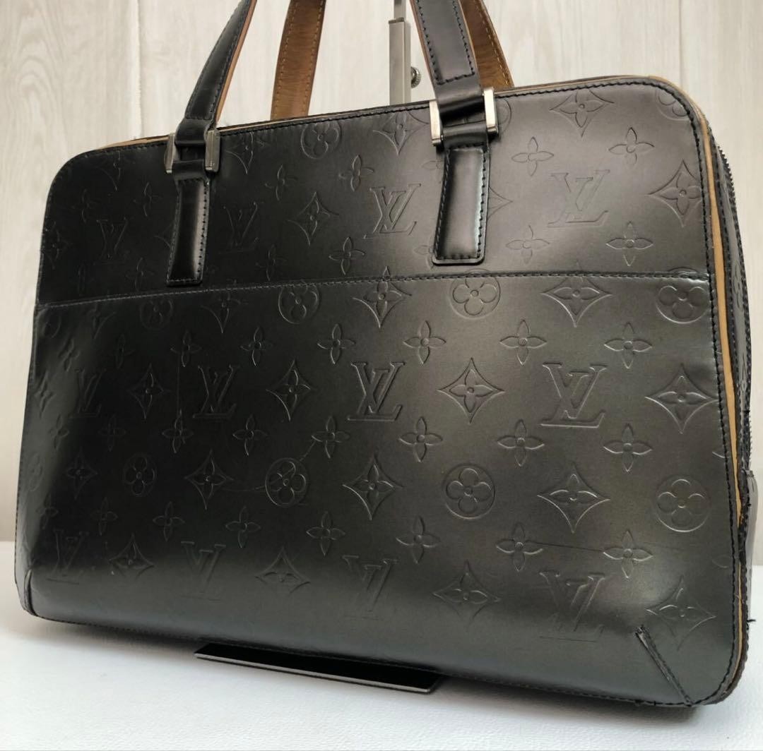 Louis Vuitton Monogram Vernis Black Business Briefcase Double Zip Authentic