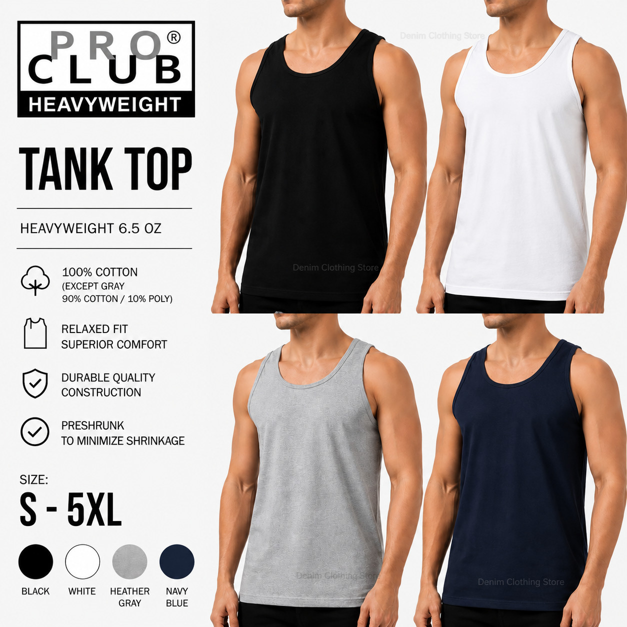 1 NEW PRO CLUB HEAVY WEIGHT TANK TOP OUTERWEAR T-SHIRT UNDERSHIRT SIZE M- 5XL