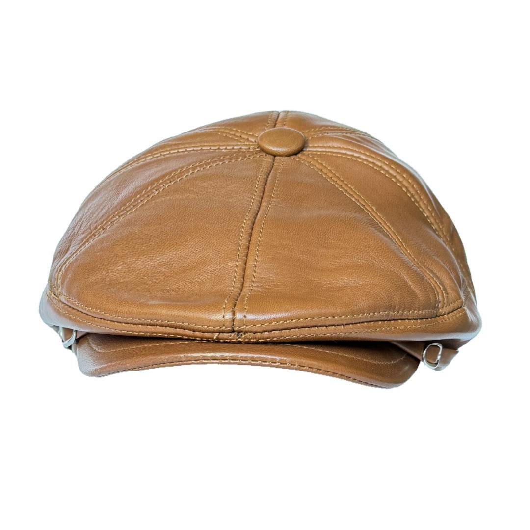 Soft Lambskin Leather Flat Cap Gatsby Newsboy Hat Warm Winter Ivy Cap