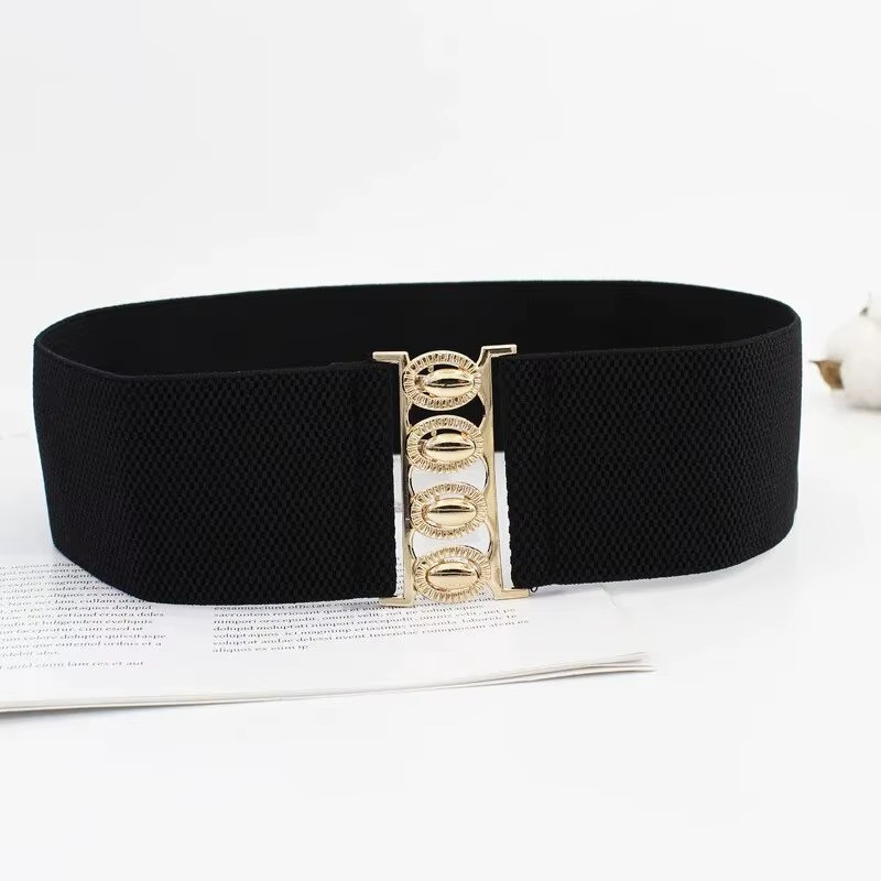 Womens Fashion Elastic Cinch Belt 3″ Wide Stretch Waist Band Clasp Buckle