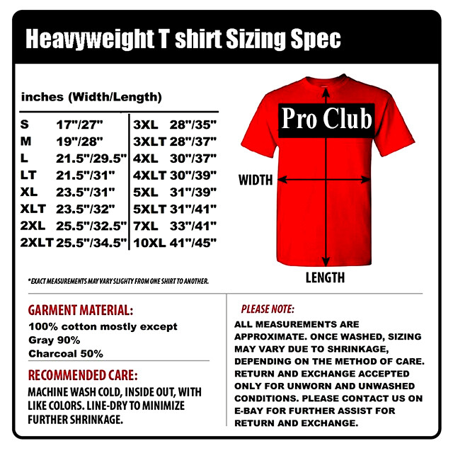 Men Big 7XL or 10XL Pro Club Tshirt Biggie The MAN Match Tatum 3 Hip Tee Shirt