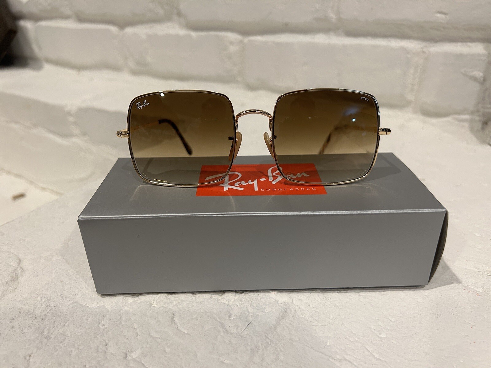 Ray-Ban SQUARE RB 1971 Gold/Brown Gradient 9147/51 Sunglasses