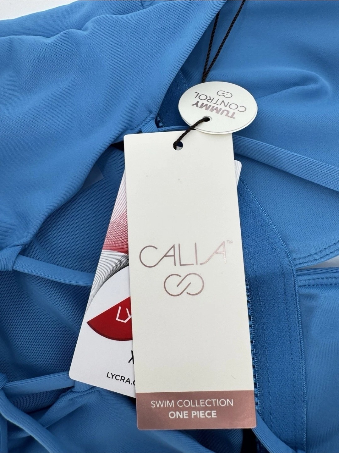 CALIA Women’s Swim Triangle Strappy Back 1 Piece Tranquil Blue Sz 10 New No Tags