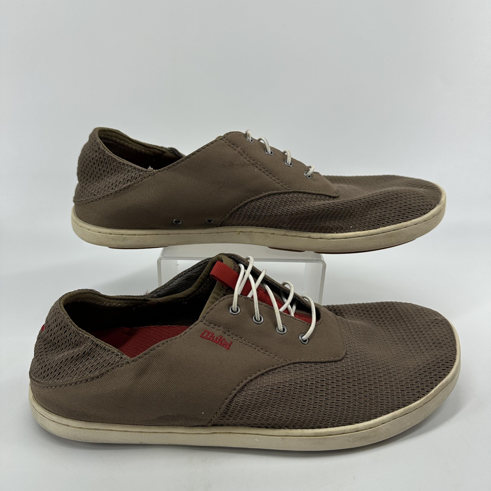 OluKai Nohea Moku Shoes Mens Size 9 Brown Mesh Boat Casual Sneakers Lightweight