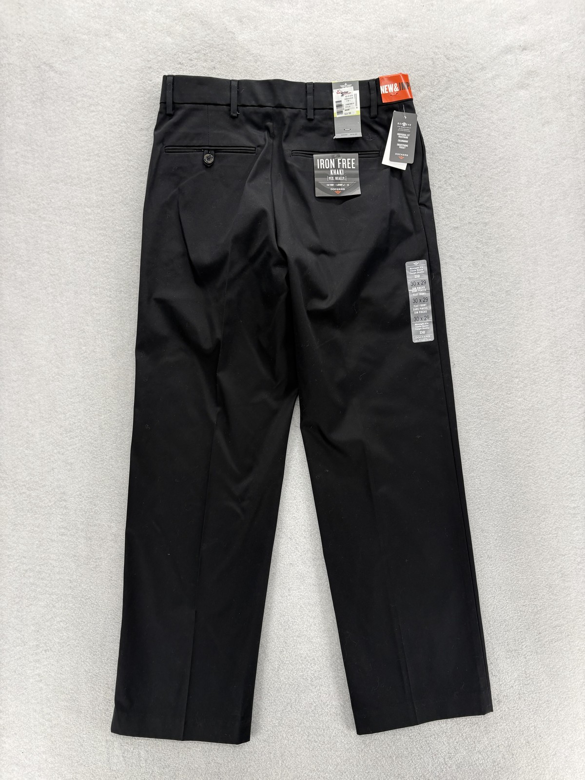 Dockers Iron Free Khaki Pants Mens 30×29 Black Straight Stretch Wrinkle Free NWT