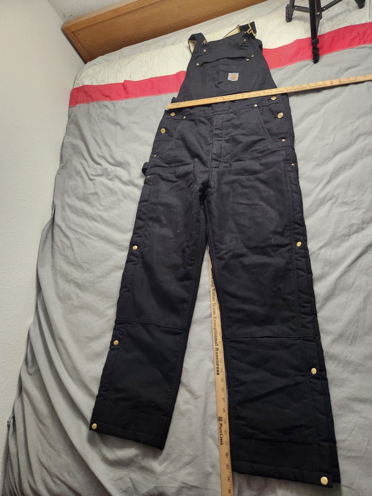 Carhartt Firm Duck Canvas Insualted Overalls Mens Medium Tall Black 104393 BLK