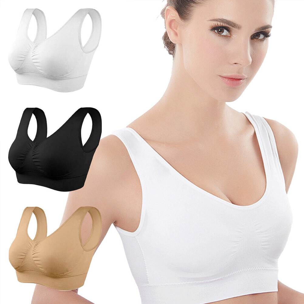 US 2~4 Pack Women’s Padded Sports Bra High Impact Seamless Bralette Plus Size