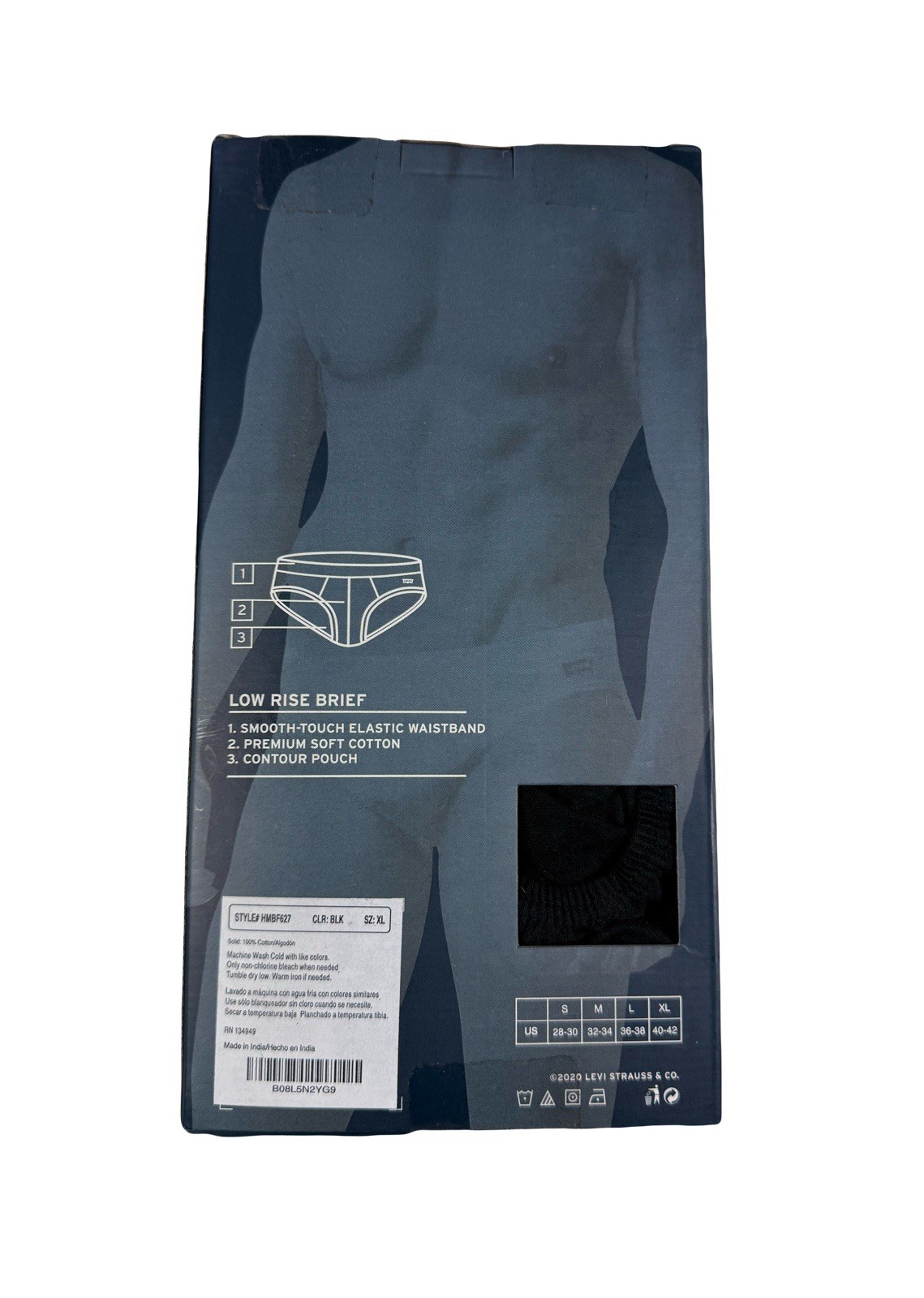 NWT Levis. Sz XL. Men’s 6 Pack, Cotton Low Rise Briefs. Black. MSRP $38.00