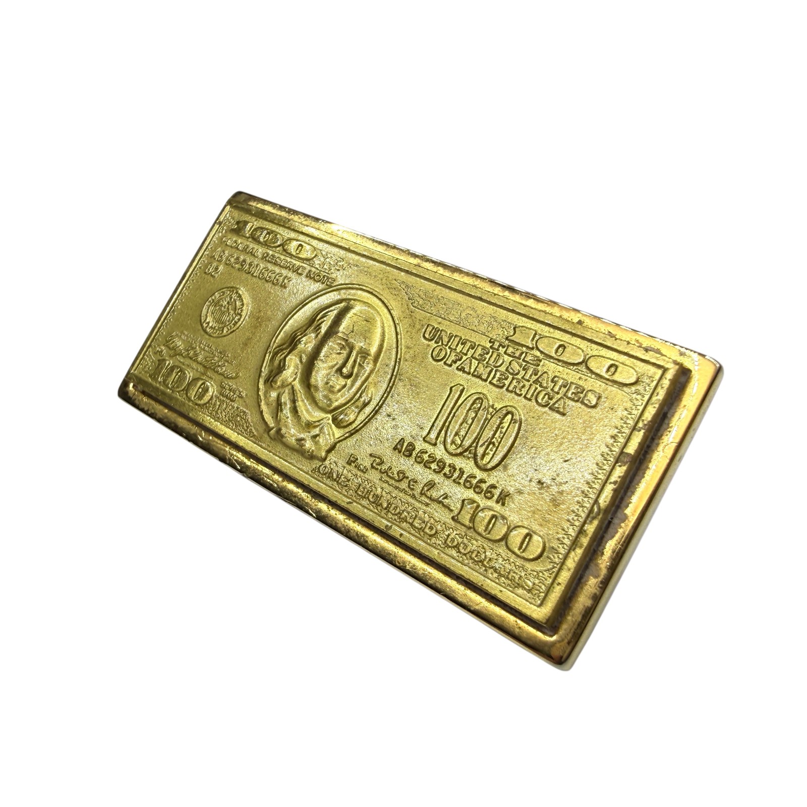 Gold Tone $100 Bill Benjamin Franklin Money Clip Men’s Wallet Accessory Novelty