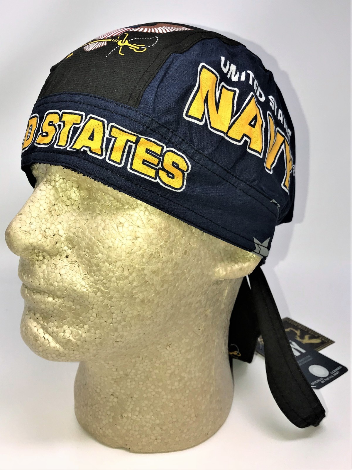 USN Navy Military Doo Rag Head Wrap Skull Cap Durag Sweatband Combat Stars Blue